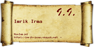 Imrik Irma névjegykártya